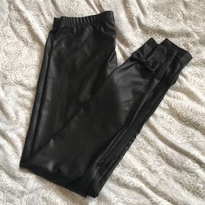 NWT Nasty Gal faux leather bow leggings